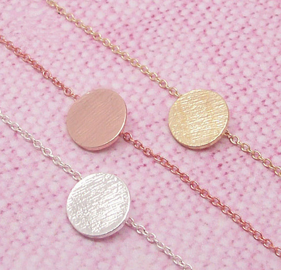 Geometric Disc Dot charm Bracelet Brushed Round Circle Bracelet Tiny Disk Coin Bracelet Simple Pie Bracelets for Women jewelry