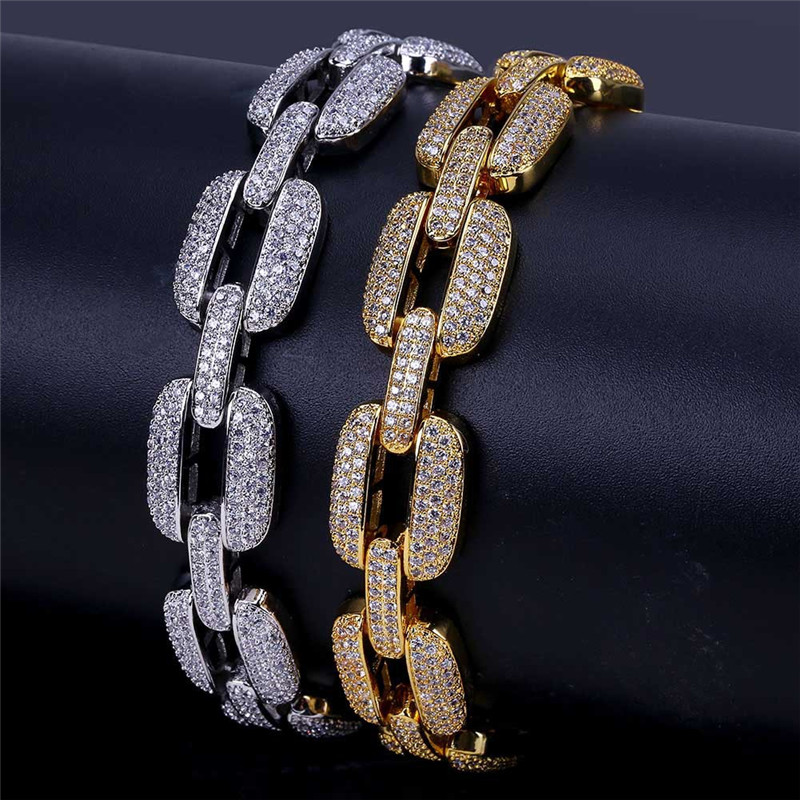 Hip hop men silver gold chain bracelet high-end micro - set zircon titanium steel bracelet от DHgate WW