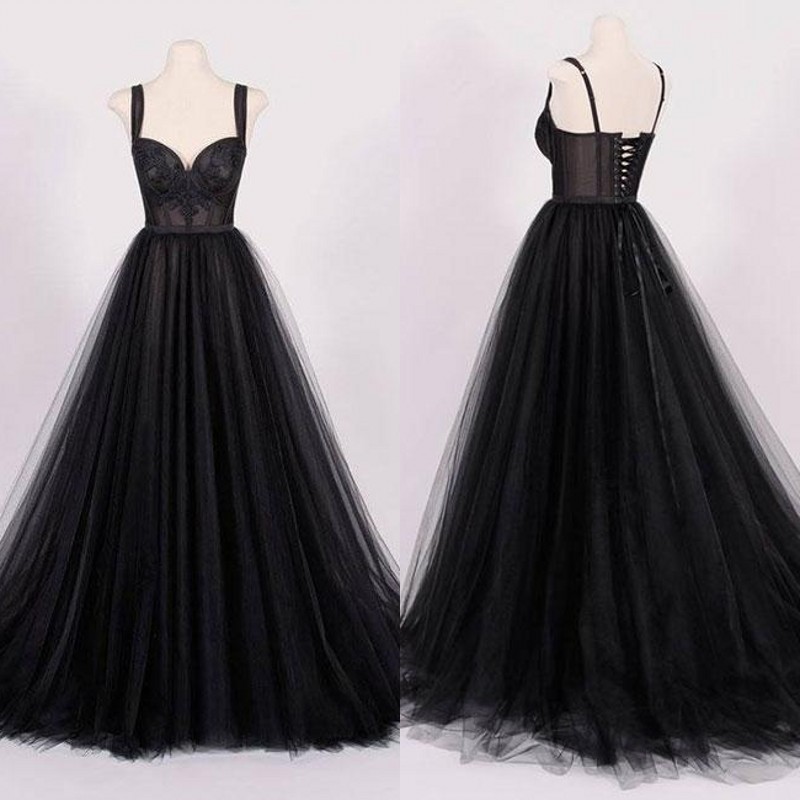 Real Sample 2018 Vintage Black Tulle Wedding Dresses With Lace Applique Spaghetti Straps Sweetheart Lace Up Back Bridal Gowns EN1113, Pink
Real Sample 2018 Vintage Black Tulle Wedding Dresses With Lace Applique Spaghetti Straps Sweetheart Lace Up Back Bridal Gowns EN1113, Pink