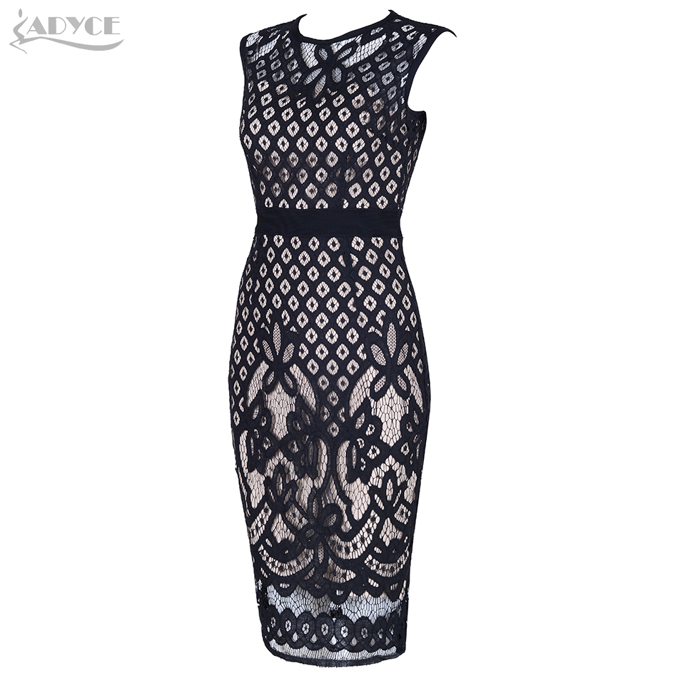 20187 Adyce 2018 Chic Elegant Bandage Dress Summer Black Lace Hollow Out Sexy Bodycon Dress Women Celebrity Club Evening Party Dresses