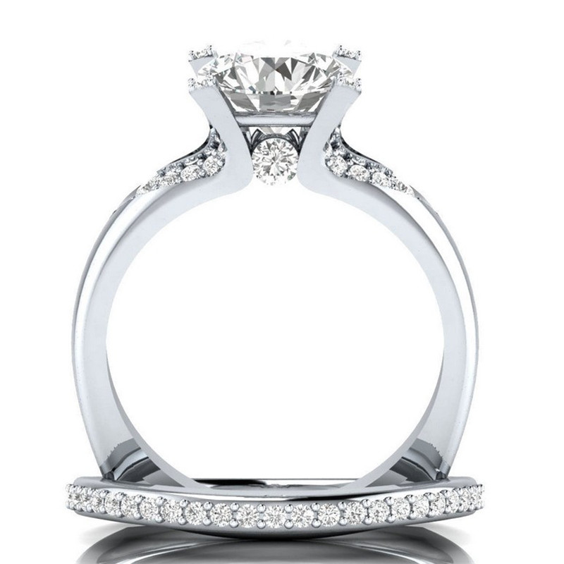 Vecalon 3 colors Birthstone Female ring Silver Color crystal Cz Engagement wedding band ring For women Dropshipping Jewelry