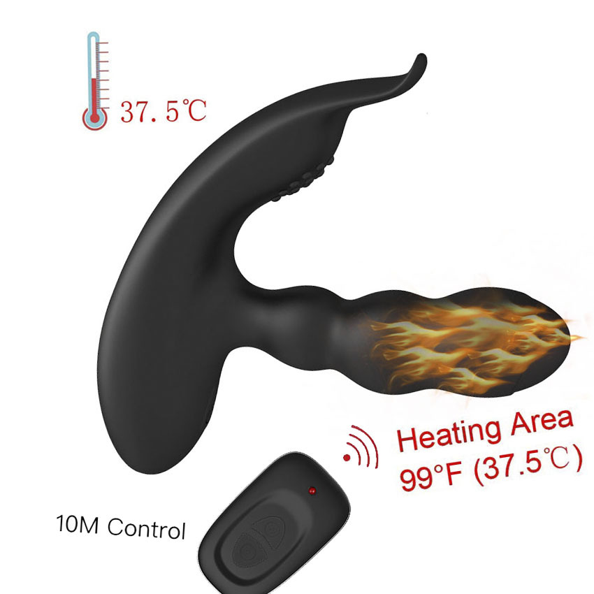 Heated USB Charging Prostate Massager 360 Degree Sexo Wireless Remote Control Prostata Vibrator for Men Anal Sex Toys adult Male Y1890804