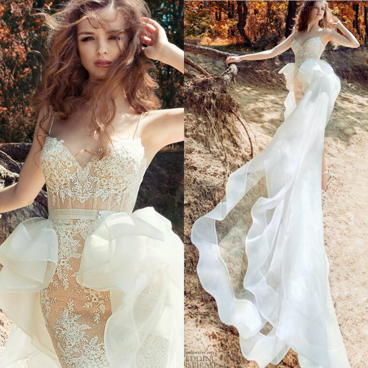 2019 Sexy Spaghetti Short Wedding Dress Illusion Bodice Exposed Boning Lace Applique Bridal Gowns With Detachable Train B.N