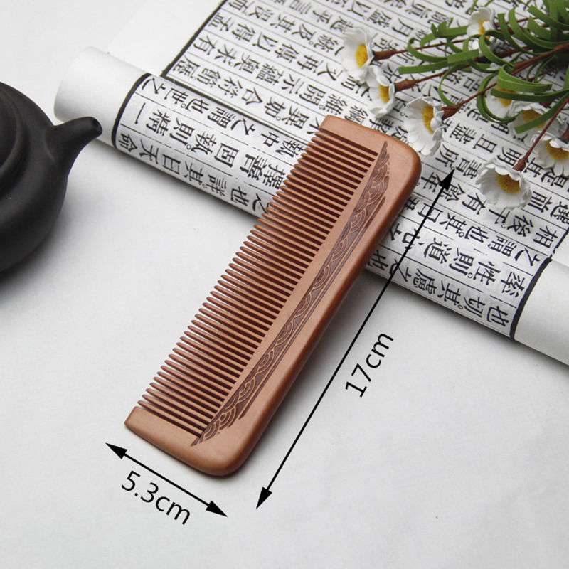 Natural Peach Wood Comb Popular Natural Health Care Hair Comb Hairbrush With Handle Massager fast shipping F1203