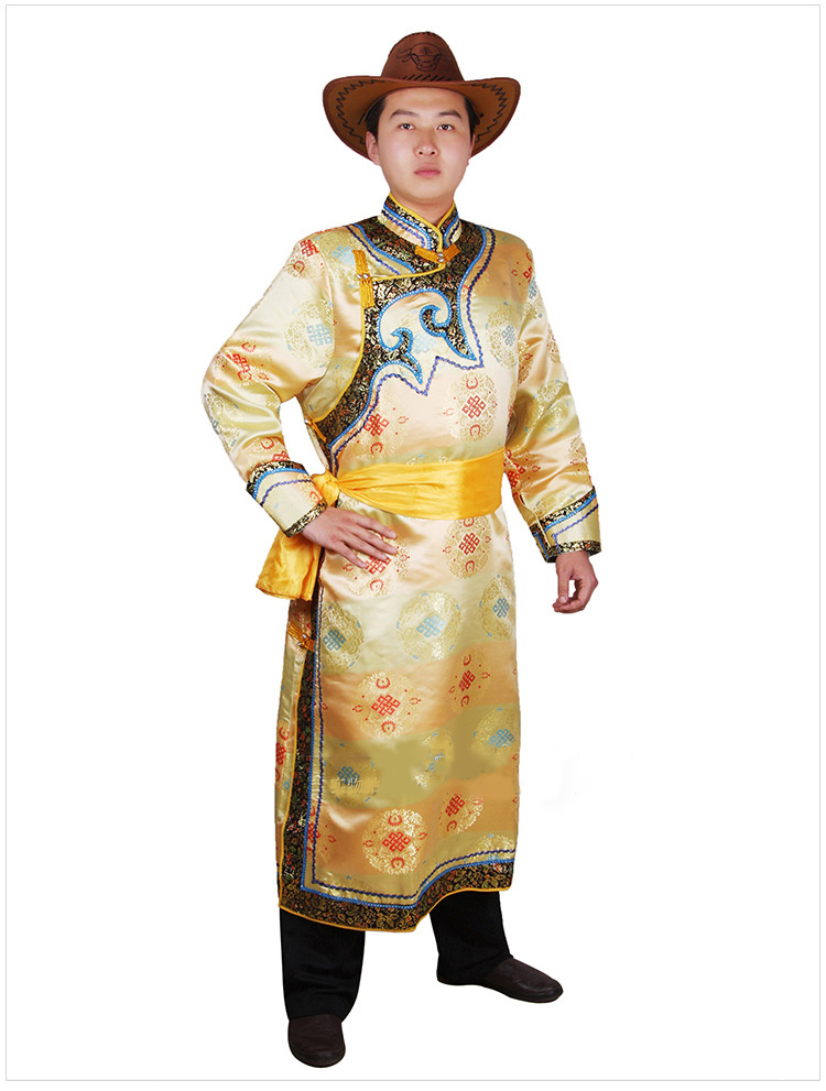 New style national dress male long robe Mongolian costume traditional ethnic party festival performers wear folk dance clothing