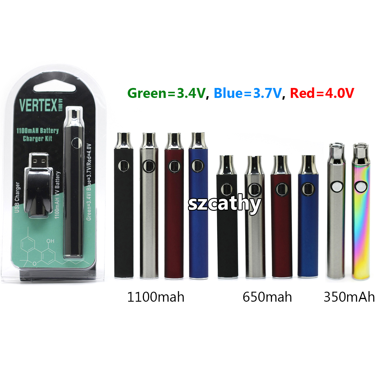 Vertex Battery Electronic Cigarette Vape 350 650 900 1100mAh Preheating VV Batteries Fit 510 Cartridges 4-9 Colors
Vertex Battery Electronic Cigarette Vape 350 650 900 1100mAh Preheating VV Batteries Fit 510 Cartridges 4-9 Colors