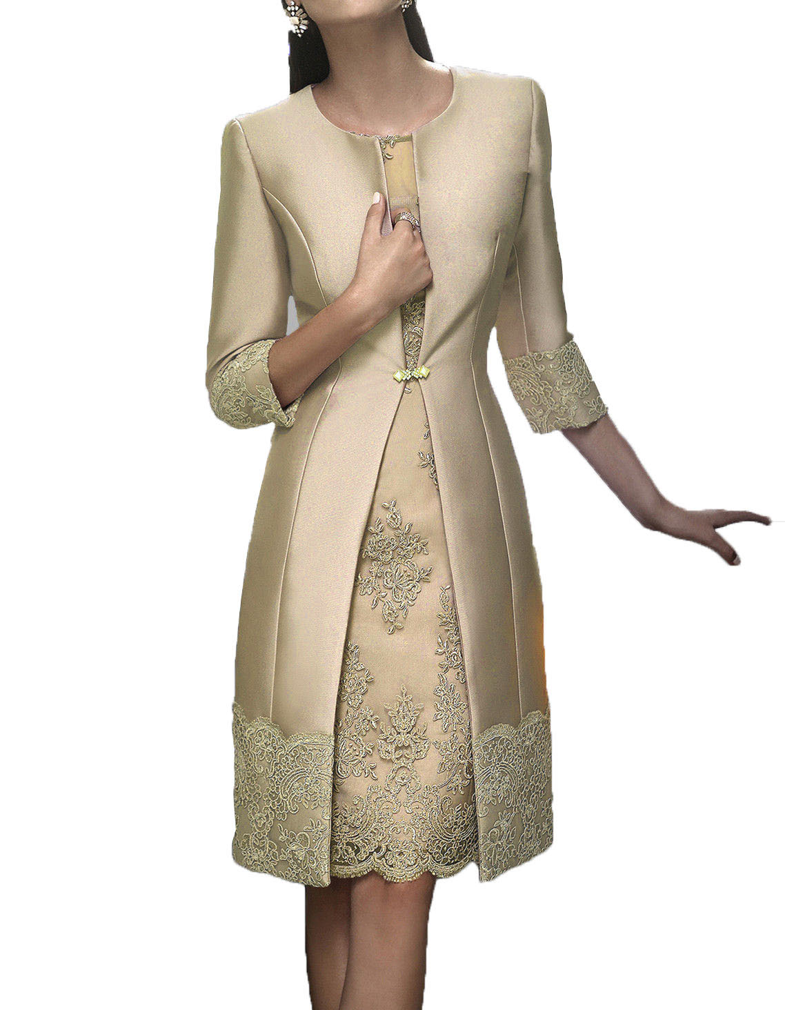 Elegant Sheath Short Mother Formal Wear With Jacket Evening Satin Lace Party Wedding Guest Dresses Mother Of The Bride Dresses Suit Gowns
Elegant Sheath Short Mother Formal Wear With Jacket Evening Satin Lace Party Wedding Guest Dresses Mother Of The Bride Dresses Suit Gowns