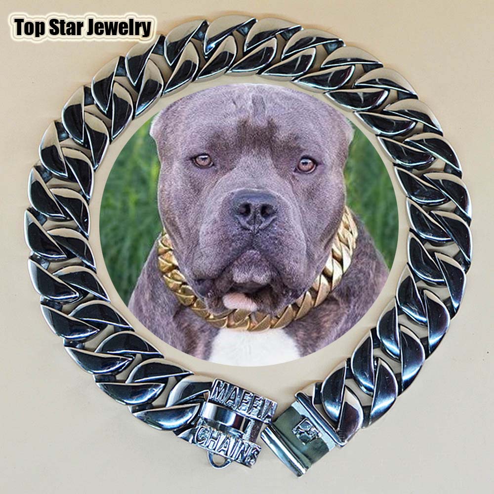 Top Quality 23mm 30mm Stainless Steel Cast Large Pet Dogs MAFFIA Chain Bulldog Collar Necks Fierce Dog Huntaway Tibetan Mastiff High Polish
Top Quality 23mm 30mm Stainless Steel Cast Large Pet Dogs MAFFIA Chain Bulldog Collar Necks Fierce Dog Huntaway Tibetan Mastiff High Polish