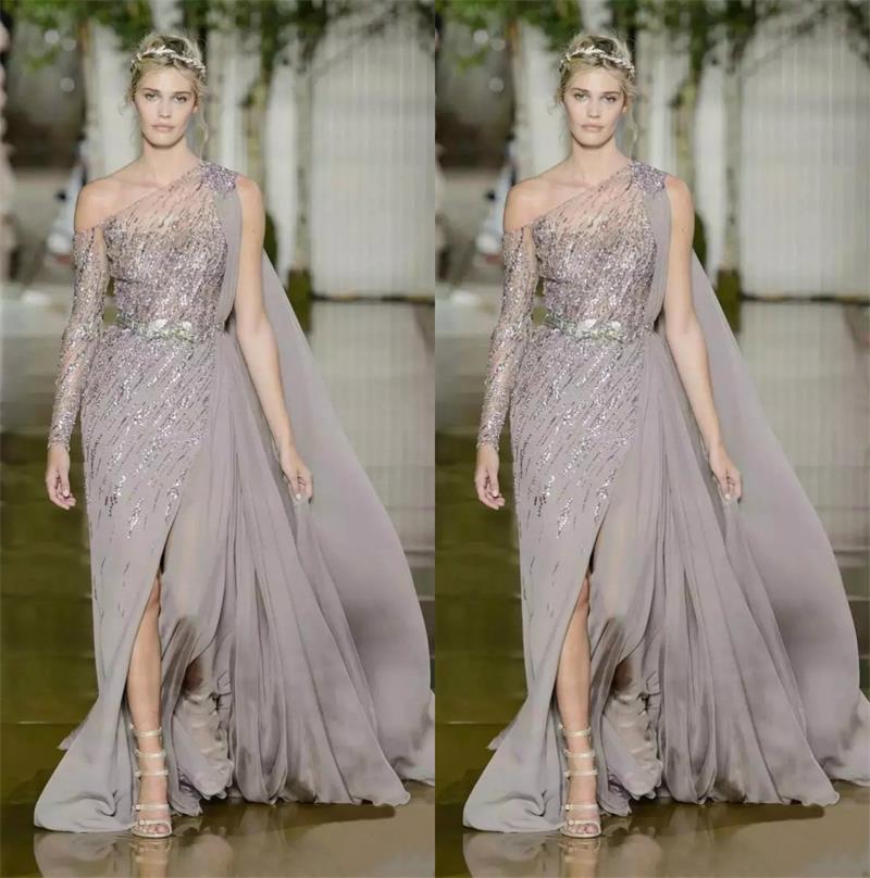 2018 Modest Zuhair Murad Prom Dresses With Metal Belt Tulle Sequins A-Line Split One Shoulder Plus Size Evening Gowns, Water melon
2018 Modest Zuhair Murad Prom Dresses With Metal Belt Tulle Sequins A-Line Split One Shoulder Plus Size Evening Gowns, Water melon