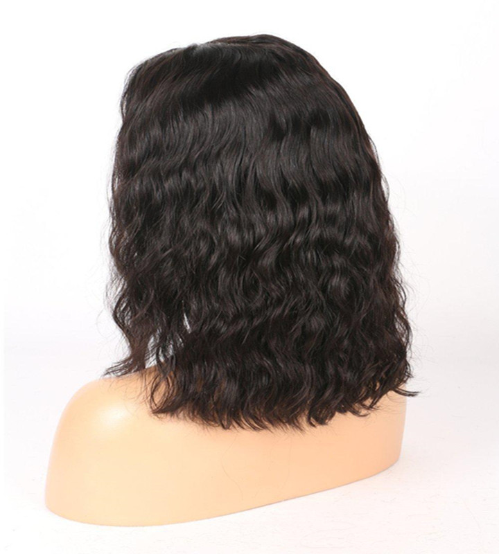 12inch black/brown/blonde Brazilian natural Hair Lace Front Wigs Glueless Short Bob Synthetic Hair Wigs Wavy With bangs For Black Women