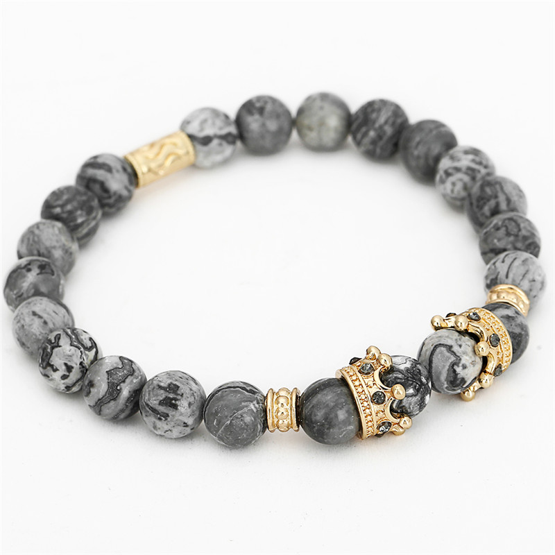 Crown Charm Bracelet Natural Marble Stone Bead Elastic Yoga Bracelet Women Pulseras Mens Bracelet
Crown Charm Bracelet Natural Marble Stone Bead Elastic Yoga Bracelet Women Pulseras Mens Bracelet