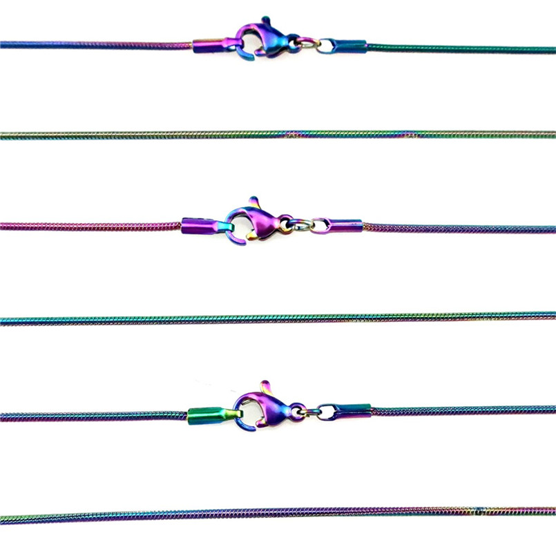 1.2mm Rainbow Color Chain Necklace 22" Stainless Steel Chain 22inch