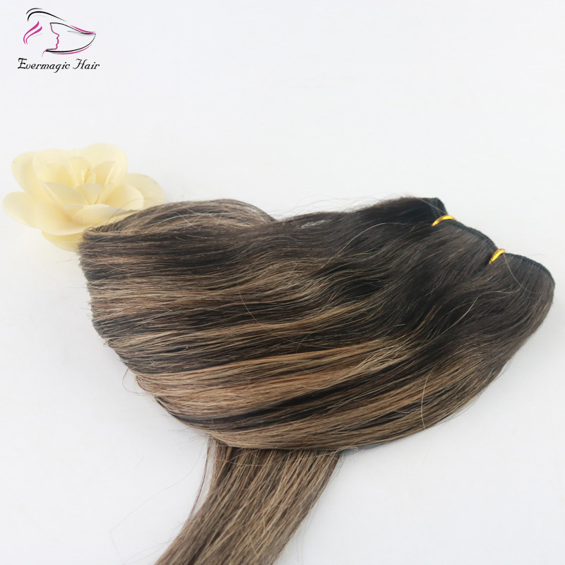 Hot selling Colored #2#3#27 Blonde Highlight Ombre Hair Balayage Skin Weft Brazilian Virgin Hair Extensions bundle