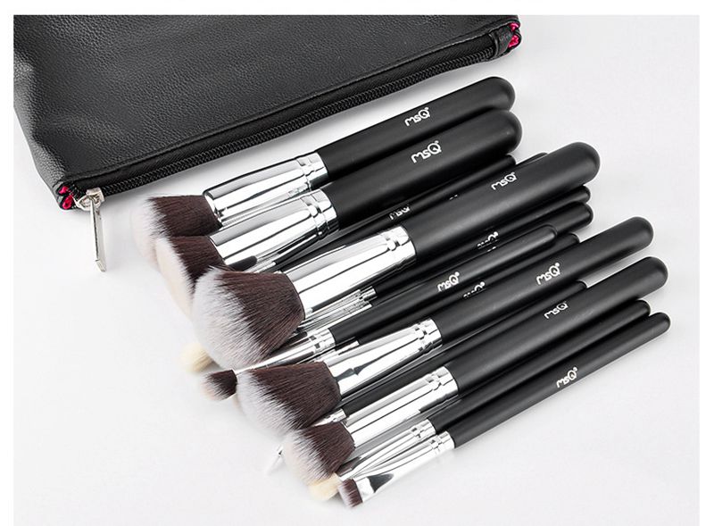 MSQ Pro 15 stucke Make-Up Pinsel Set Powder Foundation Augenschminke Bilden Bursten Kosmetik Weiche Synthetische Haar Mit Pu-led