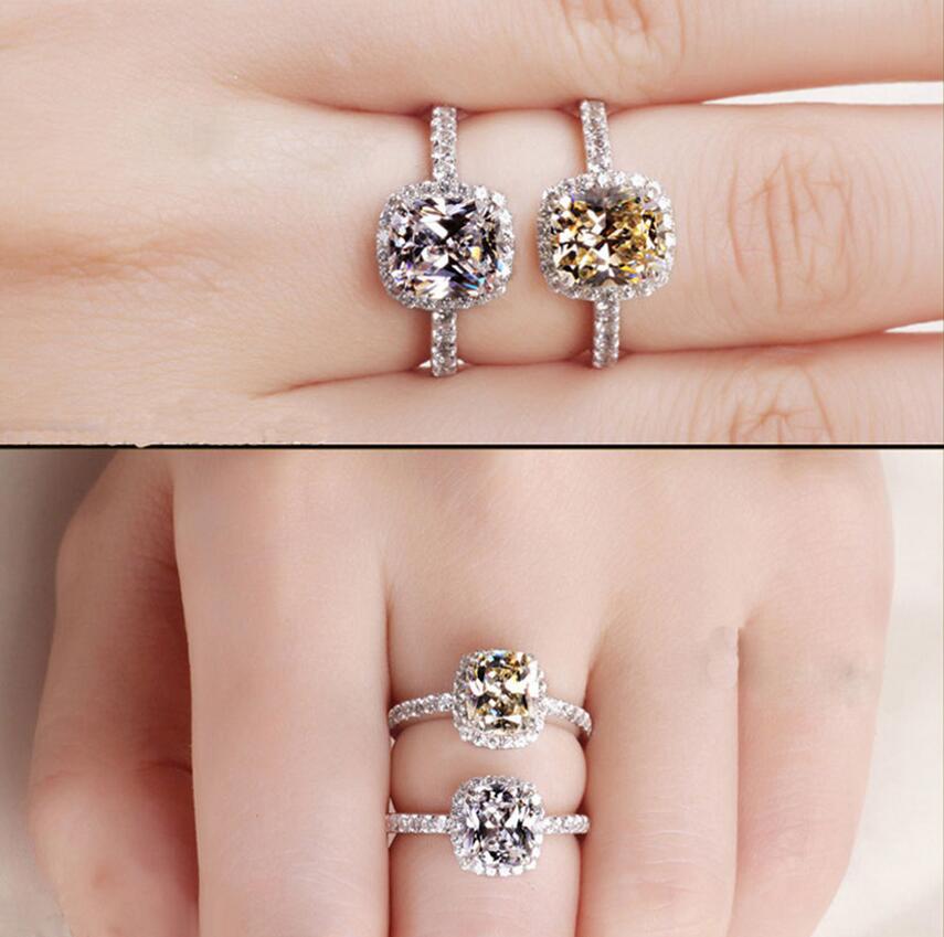 Victoria Wieck Handmade Fashion Jewelry Sterling Sier Cushion Shape Six Color Amethyst Sapphire Party Birthstone Women Wedding Ring