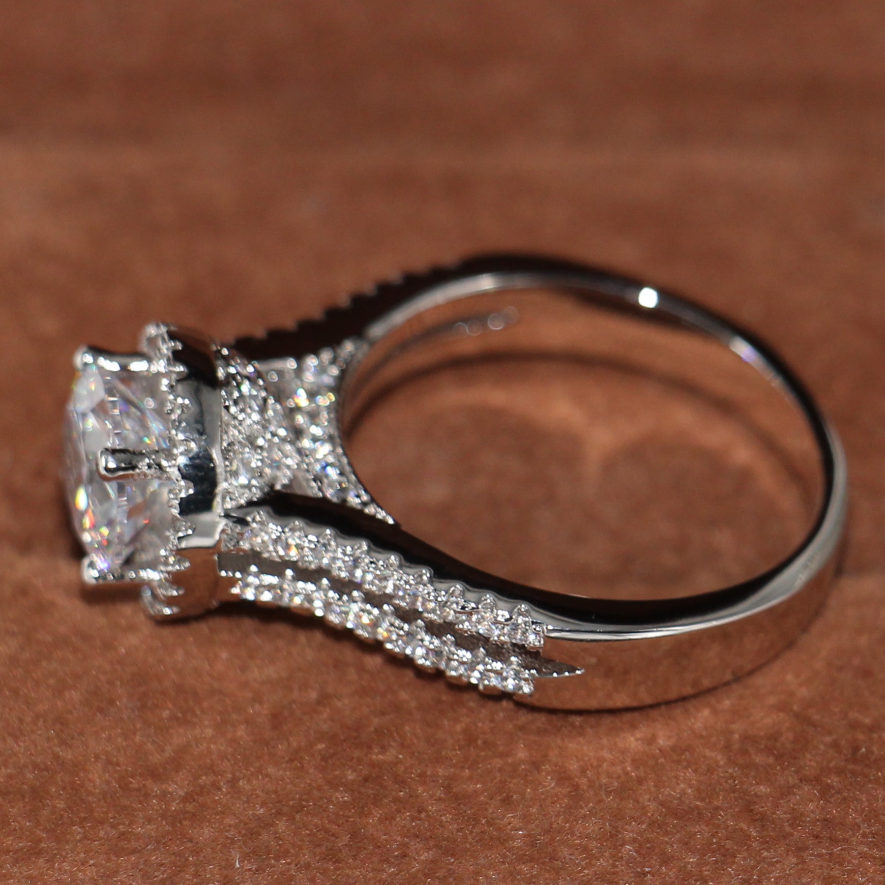 Fashion jewelry Engagement Women's 925 sterling Silver filled Round cut white Topaz Diamonique Wedding Ring for christmas gift Size 5-9