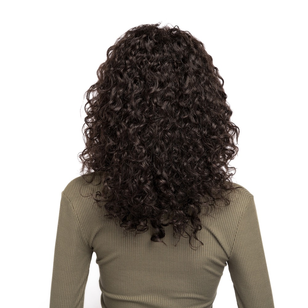 Afro Curly Hair Human Hair Capless Wigs 2#Color Virgin 130% density 18 inch Hair Wigs For Black Women