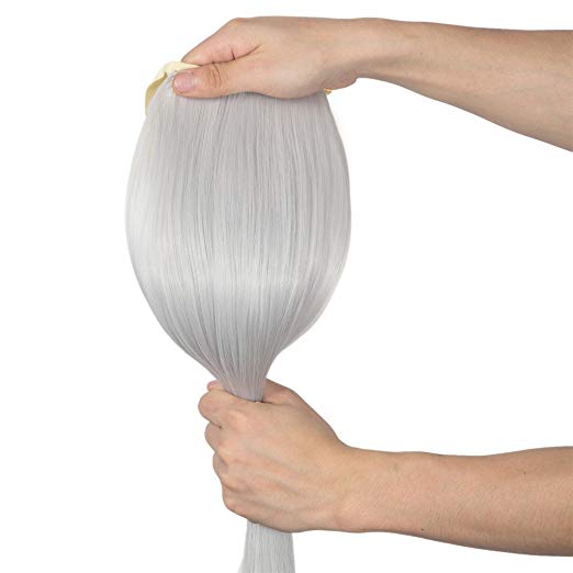 remy brazilian human hair ponytail hair Pieces Tie Up Clip in Hair Extensions color bleach blonde ash blonde silver 100g