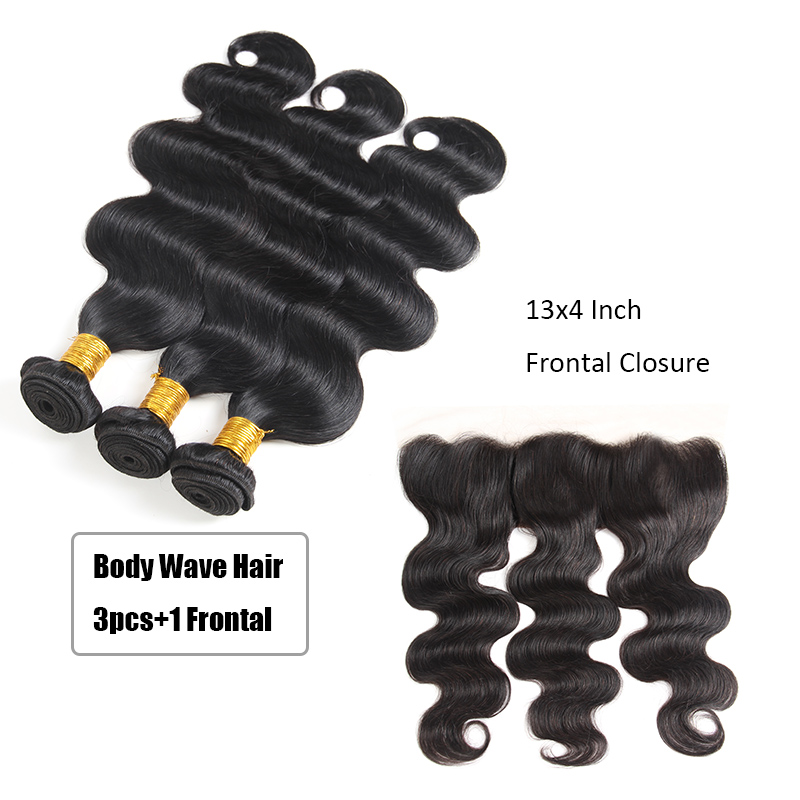 Brazilian Virgin Hair Extensions Water Deep Body Wave 3 Bundles with Closures Straight Ear to ear Lace Frontal with Bundles Brazilian Hair
