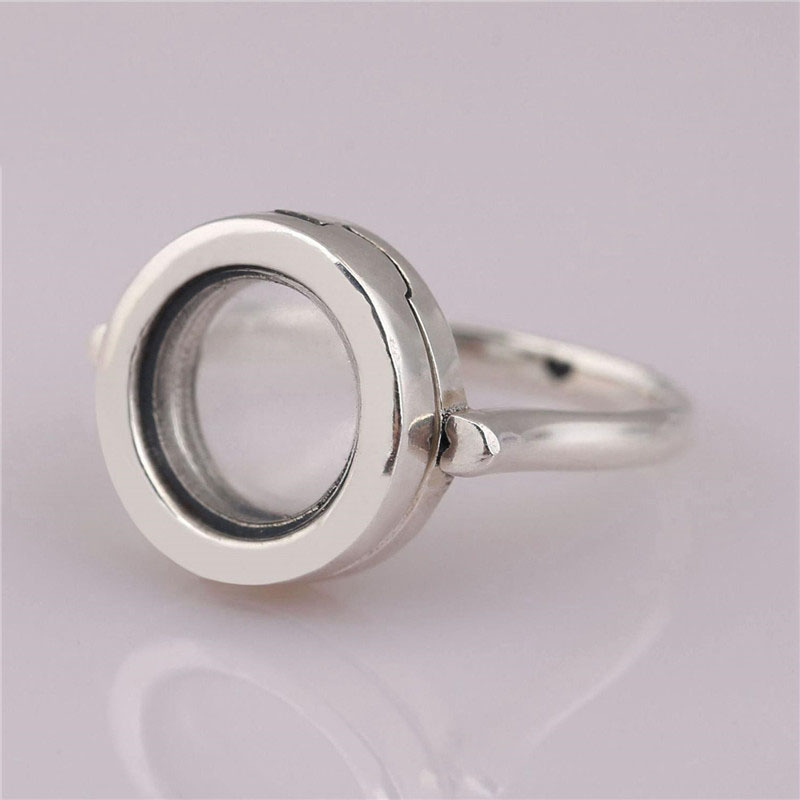 New Trendy 925 Sterling Silver Fashion Signature Floating Locket Ring For Women Wedding Party Gift Fine Europe Jewelry Original D18111306