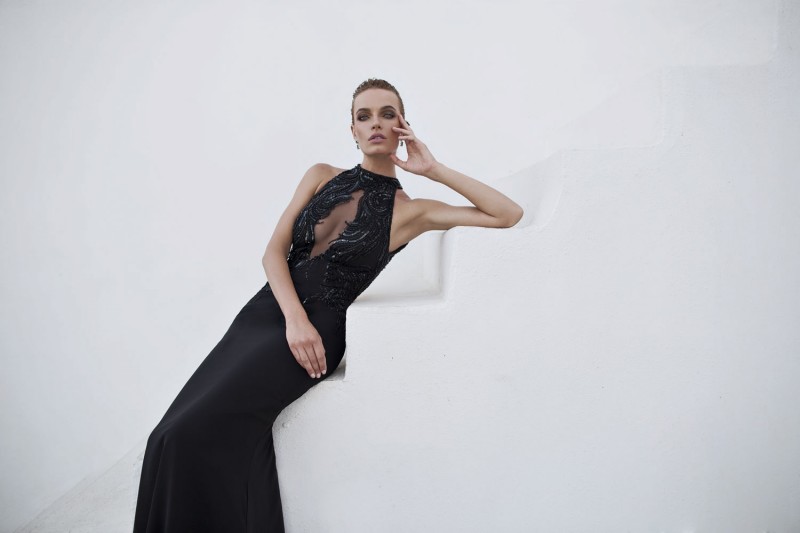 Sexy Hollow Back Mermaid Prom Dresses Halter Necke Chest Exposed Black Formal Dress Evening Chiffon Beaded Guest Gowns 6660305