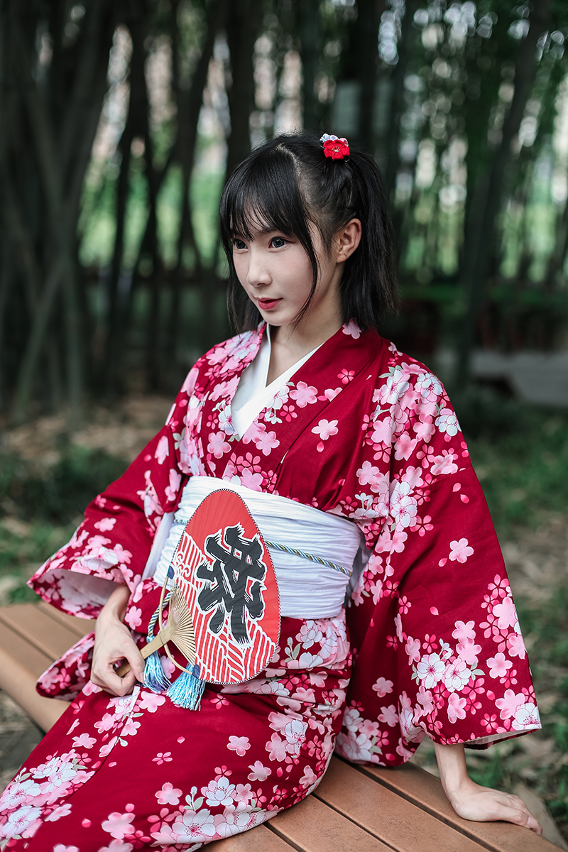 Asian Standard Traditional Japanese Floral Kimono with Obi Women's Cotton Bath Robe Yukata Female Vintage Cosplay Costume Evening Dress