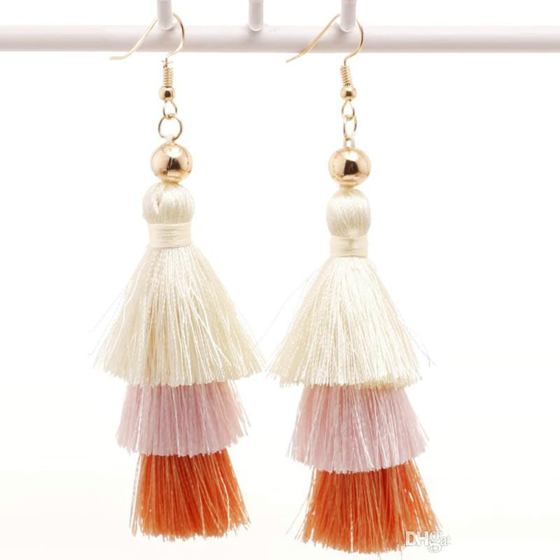 New Fashion Women Dangle Earrings Bohemia Long Tassel Earrings Exaggerated Multicolor Jewelry 8 Colors