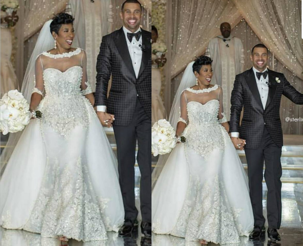 Vintage Mermaid Wedding Dresses With Detachable Skirt Jewel Neck Sweep Train Appliques Beads Lace Bridal Gowns 3/4 Long Sleeve Wedding Dress