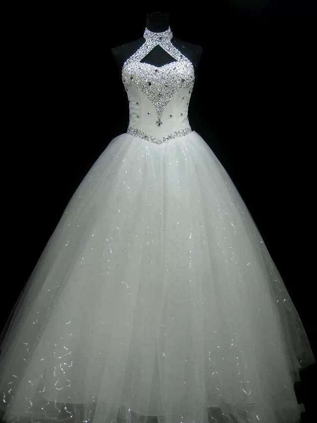 Beach Halter Sexy Beading A Line Wedding Dress Tulle Plus Size Long Wedding Guest Gowns Maid Of Honor Dress Real Picture