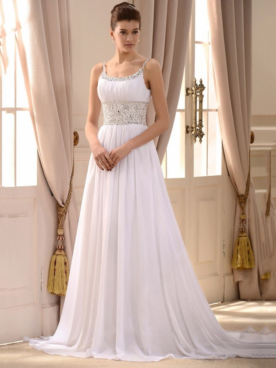 vestido de novia New Beaded Spaghetti Straps Beach Wedding Dress Boho Scoop Chiffon Bridal Wedding Gowns Robe De Mariage Custom Made