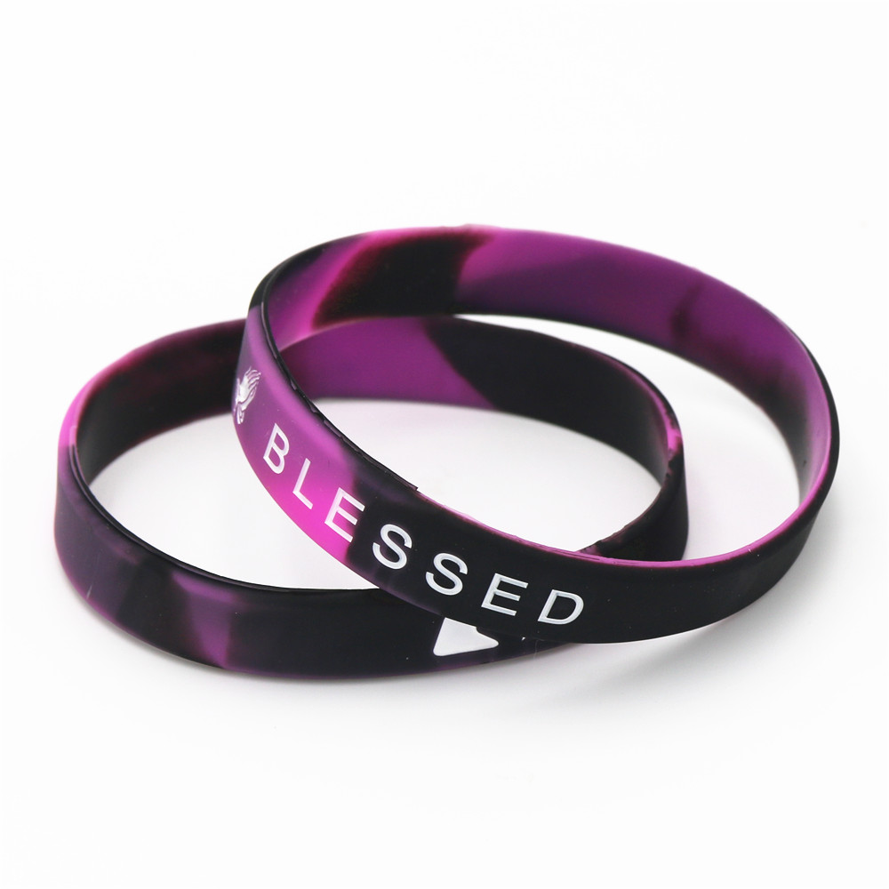 50PC New Music Blessed Silicone Wristband Sports Mix Color Bracelets&Bangles Music Lover Gifts Jewelry Wholesale SH155