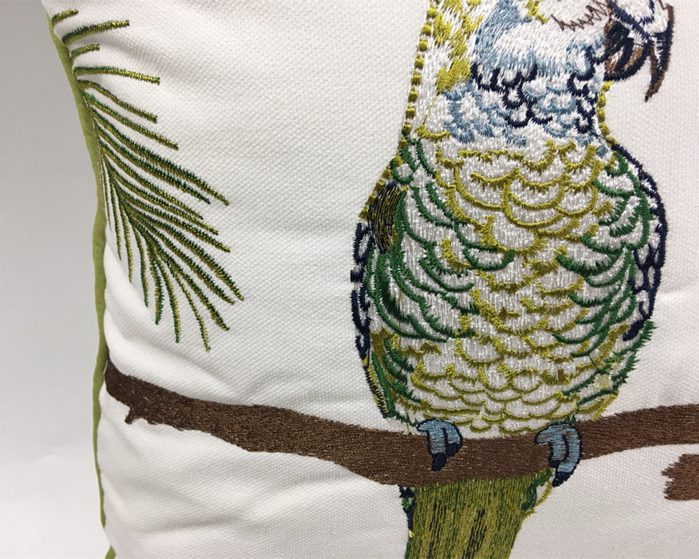 Deluxe Embroidery Parrots Plant Designer Pillow Cover Sofa Cushion Cover Canvas Home Bedding Decorative Pillowcase 18x18quot Sel7548570