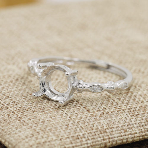 925 Sterling Silver Engagement Wedding Ring for Women Crystal 5x5mm 7x7mm 6x6mm Oval Cabochon Semi Mount Ring Setting DIY Stone