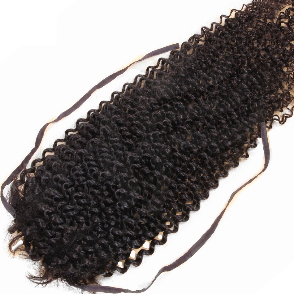 Afro Kinky Curly Hair Piece Clip-In jet black Kinkys Curly Human Hair Ponytail Drawstring Natural Ponytail Extension For Black Women
