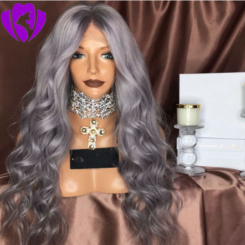 Free shipping Long Synthetic Lace Front Grey Wigs for African American Women Cosplay Party Curly Wigs Heat Resistant