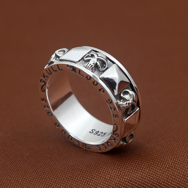 2018 new 925 sterling silver fine jewelry vintage American antique silver hand-made designer skull band rings for men & women