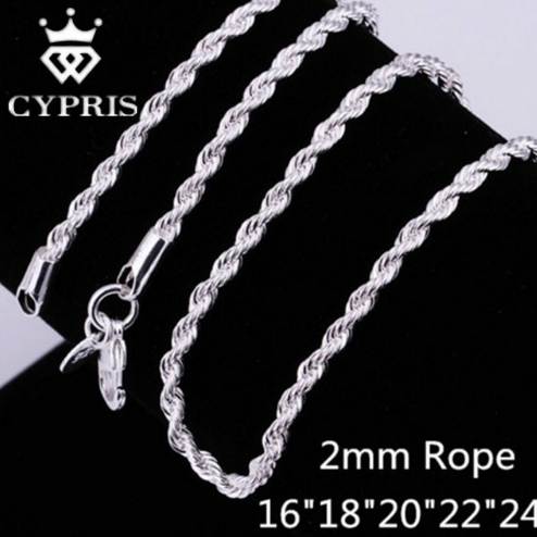 SALE 50% OFF New High Quality Classic Jewelry silver Chain Necklace Women/Man necklace 2mm Rope Chain CYPRIS 925 925
SALE 50% OFF New High Quality Classic Jewelry silver Chain Necklace Women/Man necklace 2mm Rope Chain CYPRIS 925 925