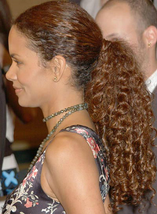 Halle berry style brown curly drawstring ponytail human hair extension clip in women ponytail 120g medium brown #4