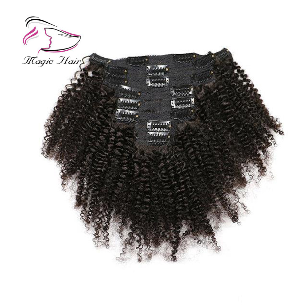 Clip in Human Hair Extensions For Black Women Afro Kinky Curly 100g High Quality Unprocessed Brazilian Human Hair
