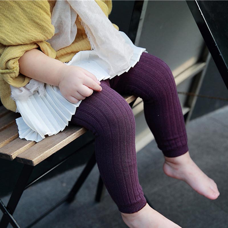 Autumn Girls Leggings Striped Skinny Girls Rib Leggings High Waist Children Clothes for Baby Clothing Wholesale