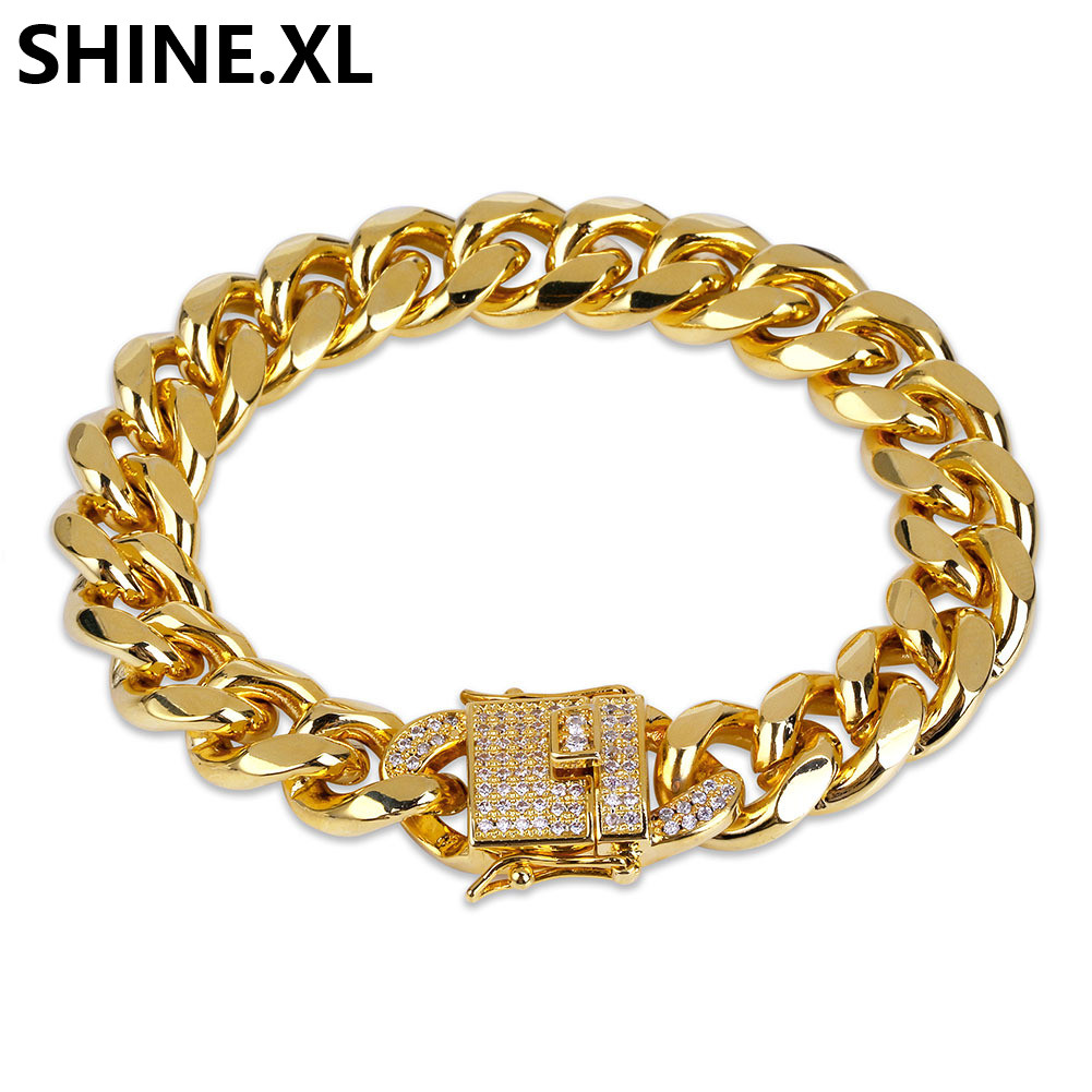 18K Real Gold Color Plated Miami Cuban Bracelet Hip Hop Iced Out Cubic Zircon 8Inch Link Bracelets Men Jewelry
18K Real Gold Color Plated Miami Cuban Bracelet Hip Hop Iced Out Cubic Zircon 8Inch Link Bracelets Men Jewelry