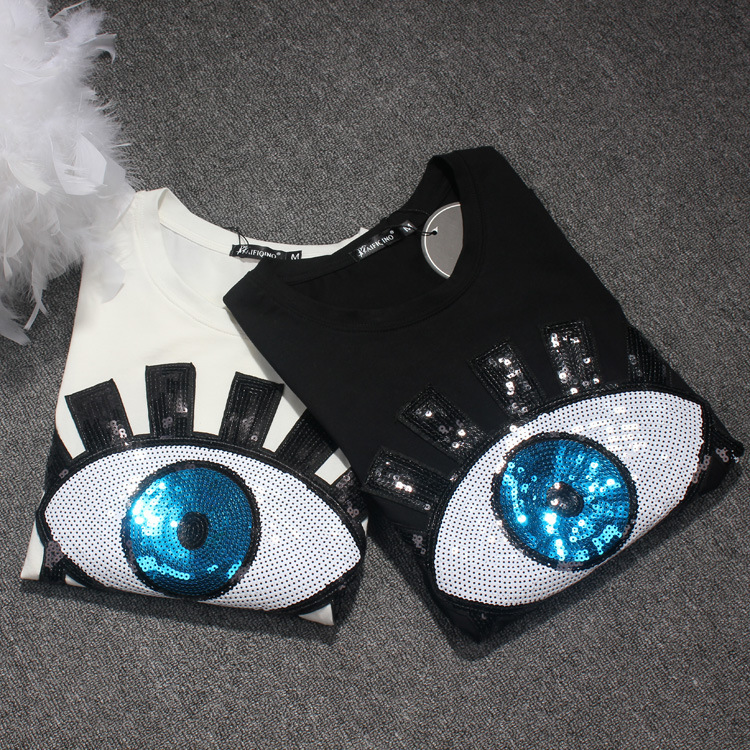 European women's wear 2021 The new summer With short sleeves Eyes glitter T-shirt, White
European women's wear 2021 The new summer With short sleeves Eyes glitter T-shirt, White