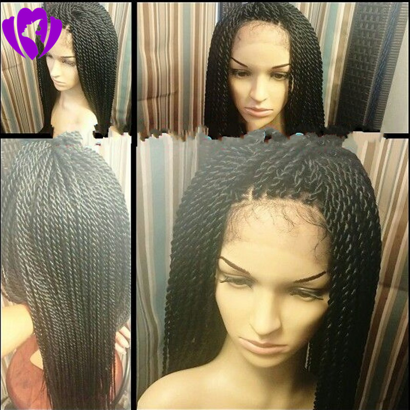 Full density black/brown /blonde Micro Braided Lace Front Wigs Synthetic Lace Front Wig African American women Braided Havana Twist Lace Wig
