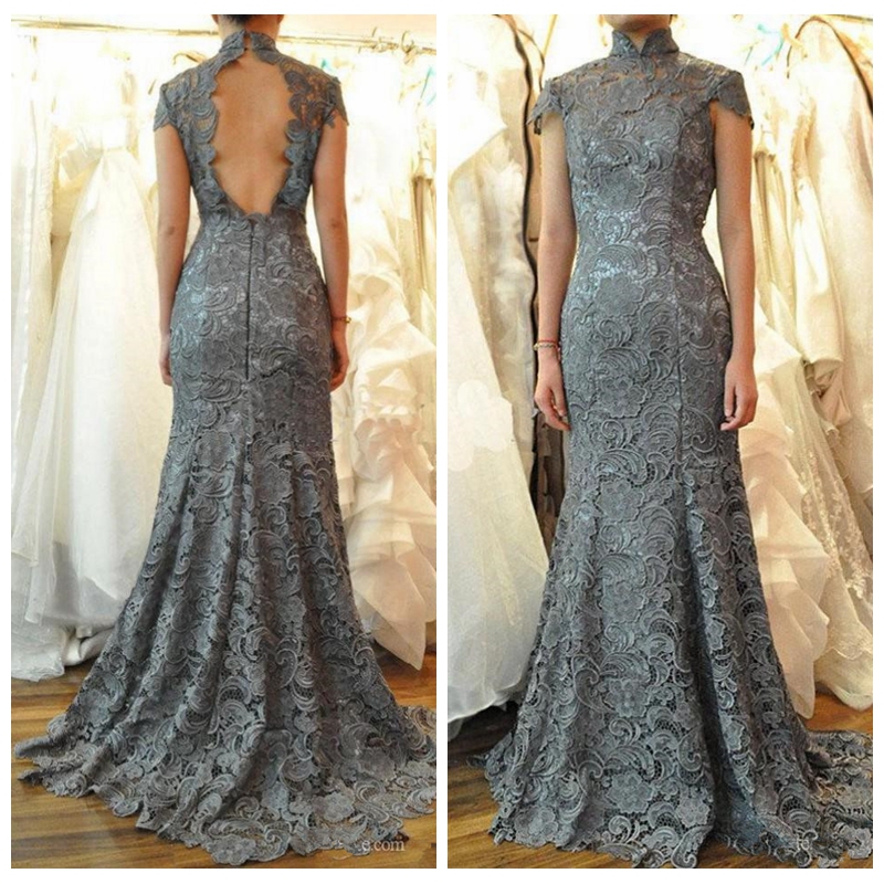 Backless Open Back Cheap Sexy 2018 Formal Evening Gowns Christmas Prom Party Dresses Celebrity Dress Grey With Lace High Neck Short Sleeves, Same as picture
Backless Open Back Cheap Sexy 2018 Formal Evening Gowns Christmas Prom Party Dresses Celebrity Dress Grey With Lace High Neck Short Sleeves, Same as picture