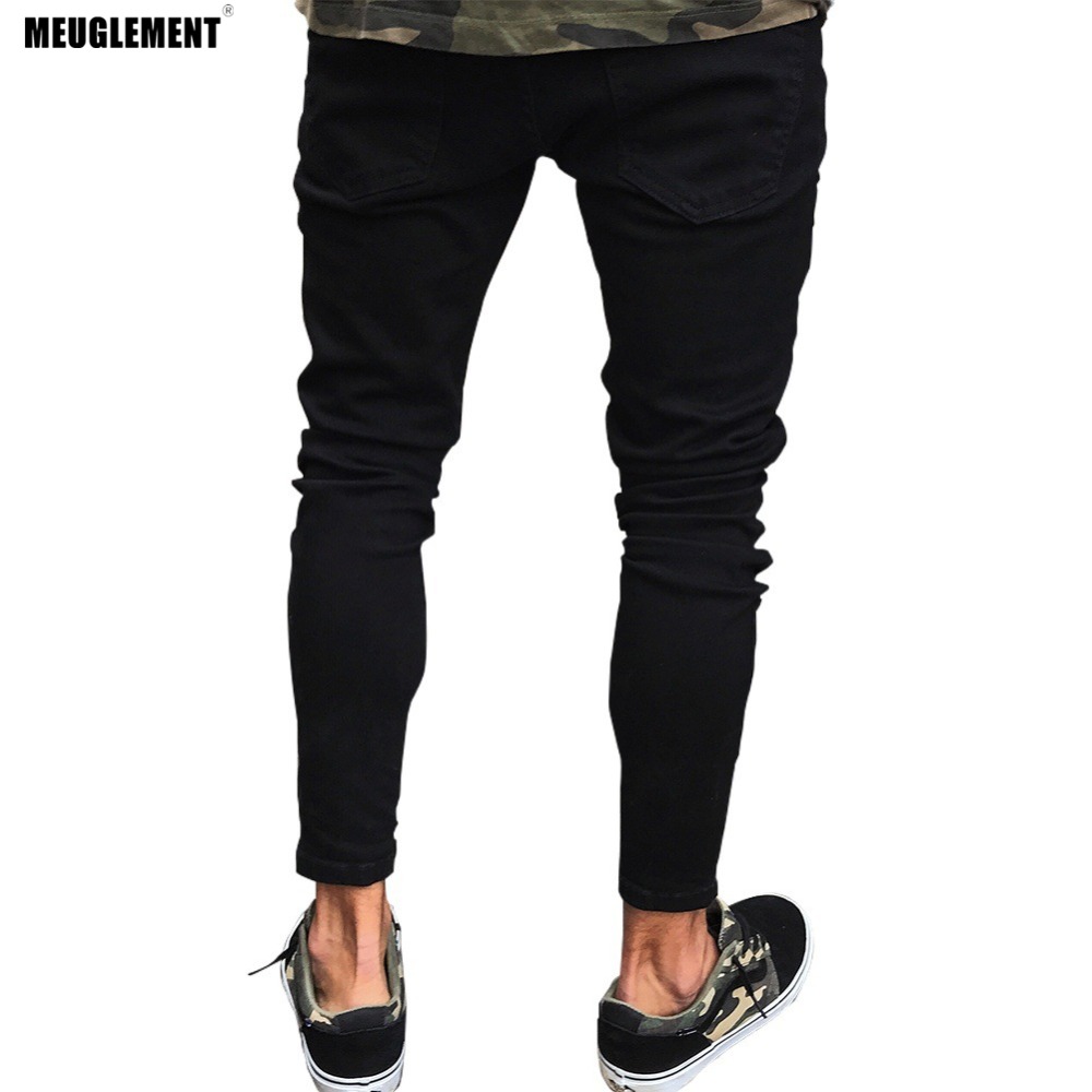 Ripped Slim Fit For Men, Hip Hop Streetwear Denim Joggers, Washed Destroyed Jeans With Knee Holes, Men's Fashion B3