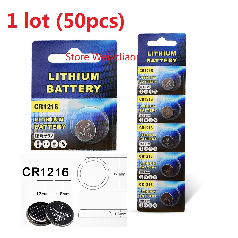 50pcs 1 lot CR1216 3V Lithium li ion button cell battery CR 1216 3 Volt li-ion coin batteries free shipping
50pcs 1 lot CR1216 3V Lithium li ion button cell battery CR 1216 3 Volt li-ion coin batteries free shipping