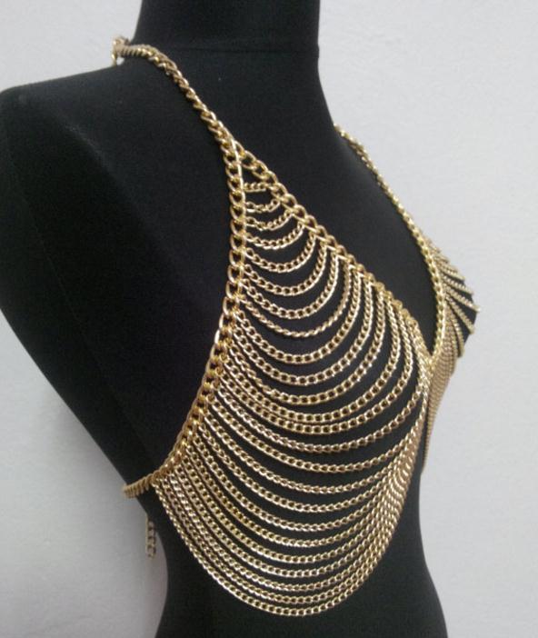 Sexy Women Waist Jewelry Mesh Body Chain Bra Crystal V Body Chain