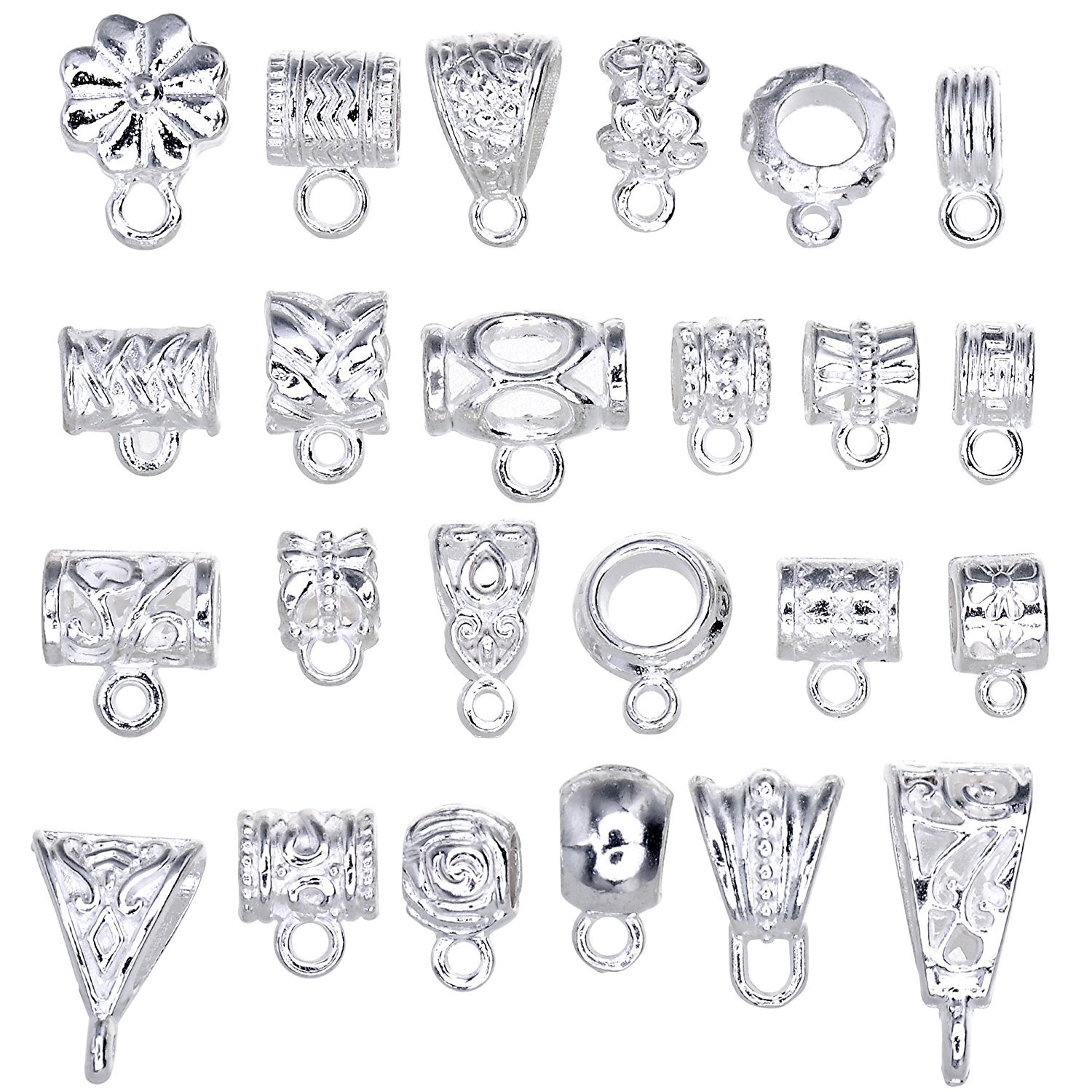 24Pcs Mix Tibetan White Silver/Silver Color Connectors Bails Big Hole Beads fit European Charm Bracelet Pendant
24Pcs Mix Tibetan White Silver/Silver Color Connectors Bails Big Hole Beads fit European Charm Bracelet Pendant