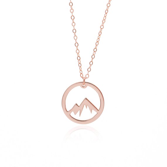 Simple Nature Snowy Mountain Necklace Circle Round Mountain Top Range Necklace Landscape Lover Camping Outdoor Necklaces for Women
