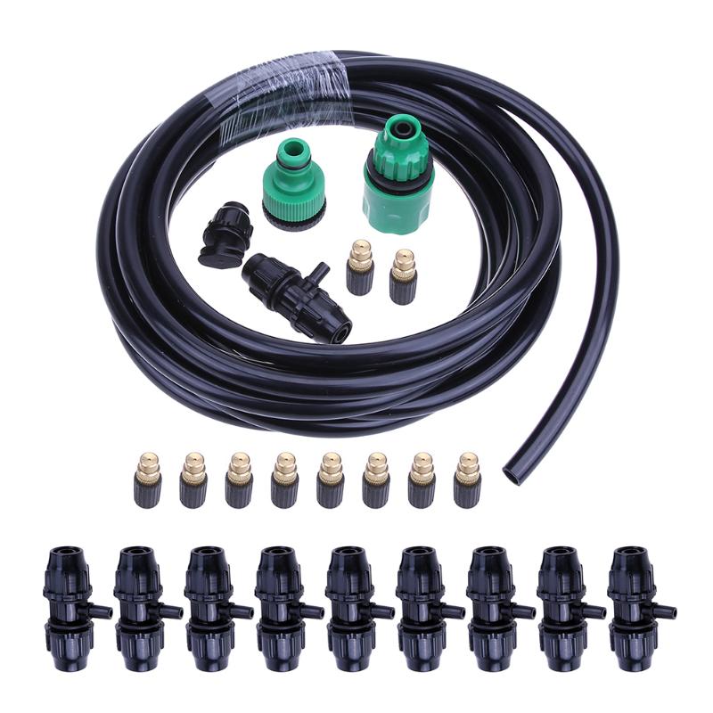 10m 10pcs Sprinkler Outdoor Garden Misting Cooling System Mist Nozzle Sprinkler Water Kits System